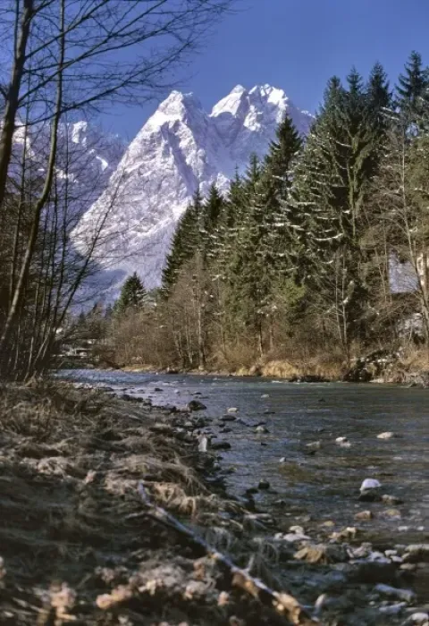 Framed Print : Germany, Bavaria, Zugspitze. A small stream helps frame the Zugspitze near Garmisch Framed Print : Germany, Bavaria, Zugspitze. A small stream helps frame the Zugspitze near Garmisch