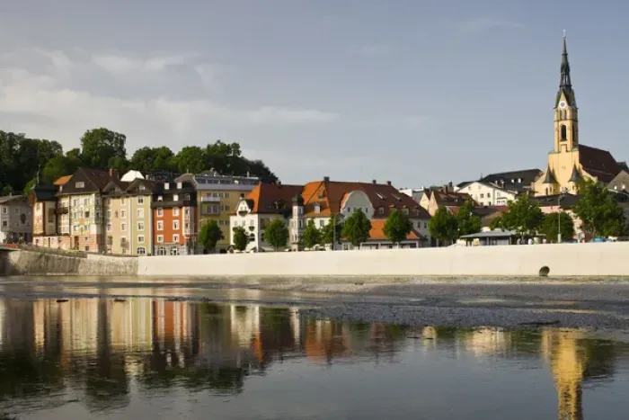 Framed Print : GERMANY, Bayern-Bavaria, Bad Tolz. Town and Isar River Framed Print : GERMANY, Bayern-Bavaria, Bad Tolz. Town and Isar River