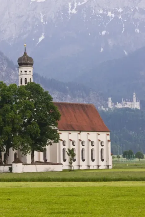 Framed Print : GERMANY, Bayern-Bavaria, Deutsche Alpenstrasse, Schwangau. St. Colomans church
