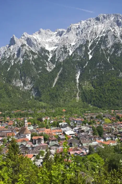Framed Print : GERMANY, Bayern-Bavaria, Mittenwald. Alpine Town with Karwendel Mountains Framed Print : GERMANY, Bayern-Bavaria, Mittenwald. Alpine Town with Karwendel Mountains