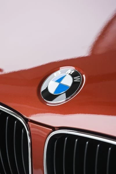 Germany, Bayern-Bavaria, Munich. BMW Welt Car Emporium, BMW Symbol on 1 series car