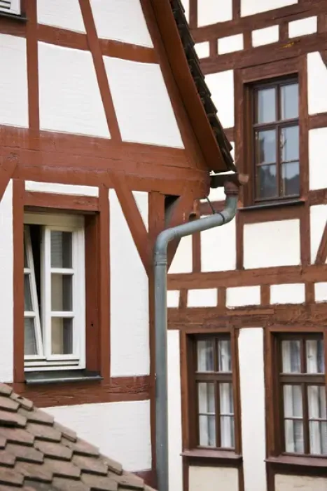 Framed Print : GERMANY, Bayern-Bavaria, Nuremberg. Half Timbered buildings, Tiergartnerplatz