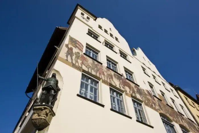 Framed Print : Germany, Bayern-Bavaria, Nuremberg. Hauptmarkt Square frescoes on Chamber of Commerce Building Framed Print : Germany, Bayern-Bavaria, Nuremberg. Hauptmarkt Square frescoes on Chamber of Commerce Building