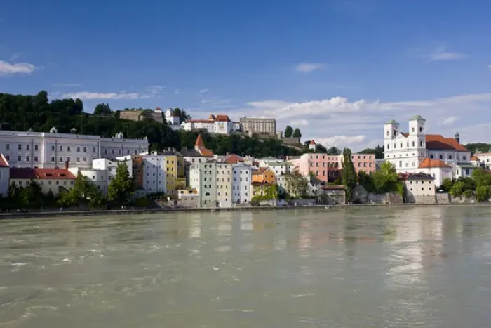 Framed Print : Germany, Bayern / Bavaria, Passau, Inn River view from Funferlsteg Bridge Framed Print : Germany, Bayern / Bavaria, Passau, Inn River view from Funferlsteg Bridge