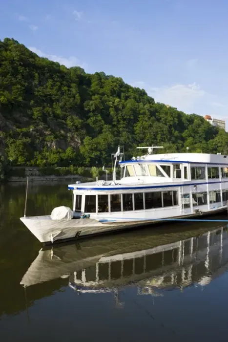 Framed Print : GERMANY, Bayern-Bavaria, Passau. Cruise ship on Danube River Framed Print : GERMANY, Bayern-Bavaria, Passau. Cruise ship on Danube River
