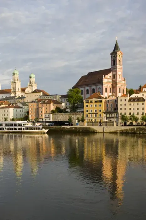 Framed Print : GERMANY, Bayern-Bavaria, Passau. Danube River View with St. Paul church, sunset Framed Print : GERMANY, Bayern-Bavaria, Passau. Danube River View with St. Paul church, sunset