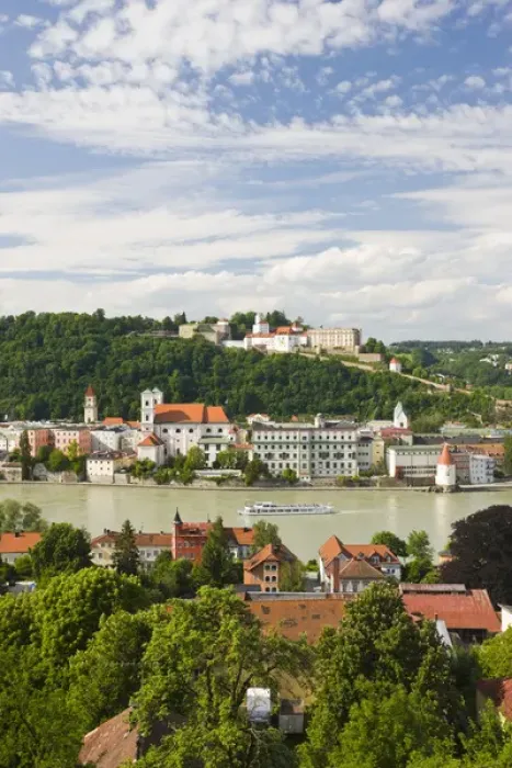 Framed Print : GERMANY, Bayern-Bavaria, Passau. Inn River view from Mariahilf monastery Framed Print : GERMANY, Bayern-Bavaria, Passau. Inn River view from Mariahilf monastery