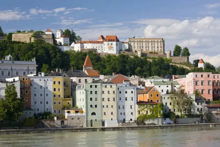 Framed Print : GERMANY, Bayern-Bavaria, Passau. Inn River view Framed Print : GERMANY, Bayern-Bavaria, Passau. Inn River view
