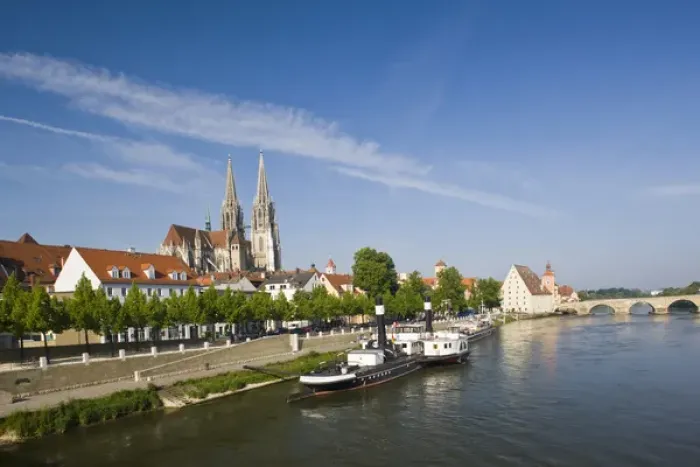 Framed Print : GERMANY, Bayern-Bavaria, Regensburg. Dom St. Peter cathedral and town, morning Framed Print : GERMANY, Bayern-Bavaria, Regensburg. Dom St. Peter cathedral and town, morning