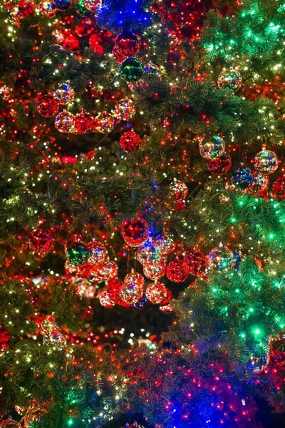 Germany, Berlin, Mitte, Potsdamer Platz, Christmas Tree detail, evening
