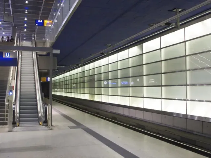 Framed Print : Germany, Berlin: Postdamer Platz train and subway station, platform