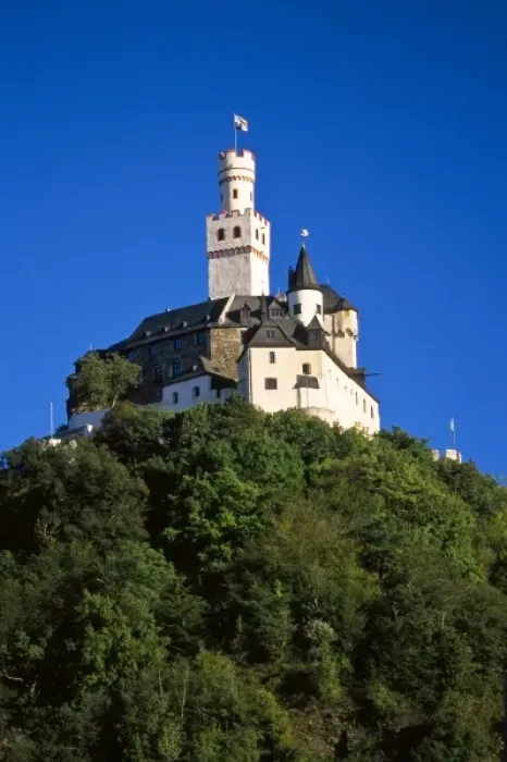 Framed Print : Germany, Braubach, Rhine Valley, Marksburg Castle, built 1117, UNESCO World Heritage Site