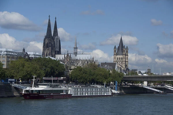 Germany, Cologne (aka Koln). Rhine River views of the port of Cologne. View of Cologne