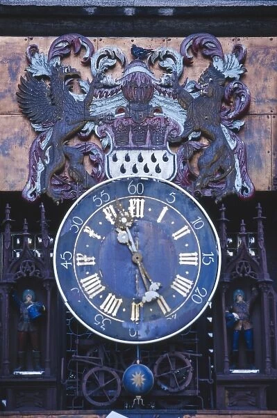 Germany, Cologne (Koln), clock on the exterior of a restaurant near the Cologne Cathedral