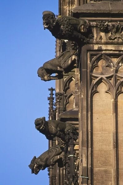 Germany, Cologne (Koln), gargoyles on the exterior of the Cologne Cathedral (Kolner Dom)