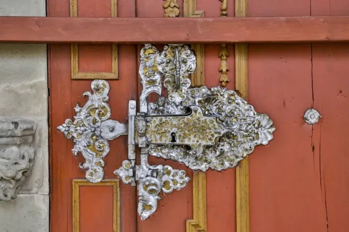 Framed Print : Germany, Dinklesbuehl, Door Hinge Framed Print : Germany, Dinklesbuehl, Door Hinge