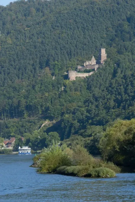 Framed Print : Germany, Franconai. Hillside castle along the Main River between Wertheim & Miltenberg