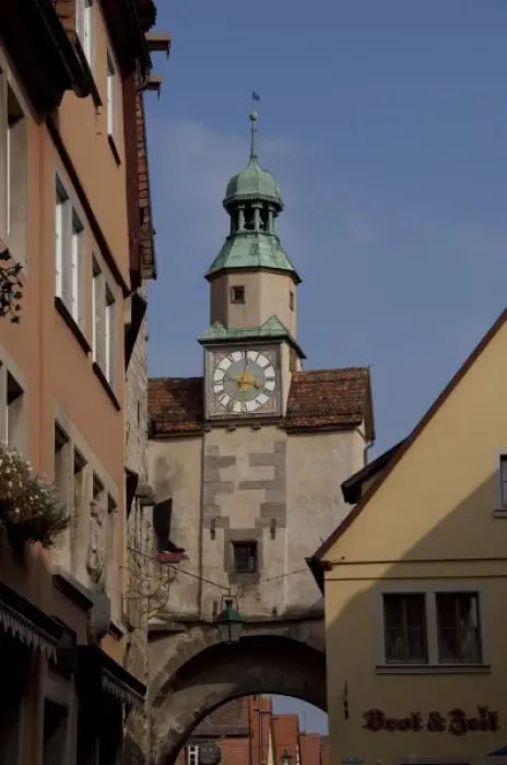 Framed Print : Germany, Franconia, Rothenburg. Historic city walls & clock tower Framed Print : Germany, Franconia, Rothenburg. Historic city walls & clock tower