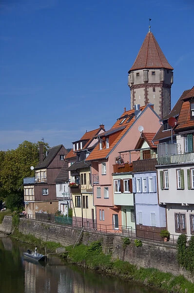 Germany, Franconia, Wertheim. Spitizer, medieval watchtower with historic housing