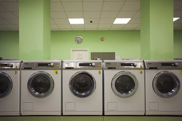 Germany, Hesse, Darmstadt, self-service laundry, interior