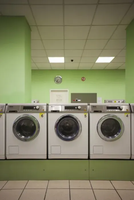 Framed Print : Germany, Hesse, Darmstadt, self-service laundry, interior Framed Print : Germany, Hesse, Darmstadt, self-service laundry, interior