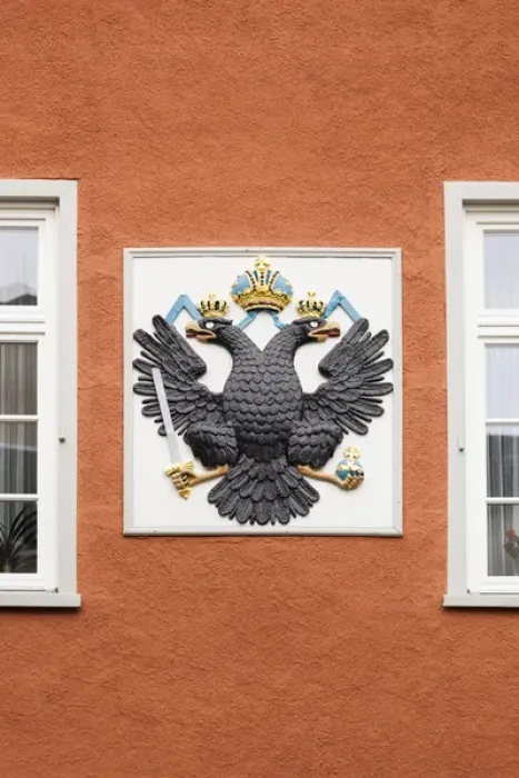 Framed Print : Germany, Hesse, Wetzlar, double-headed eagle, building detail Framed Print : Germany, Hesse, Wetzlar, double-headed eagle, building detail