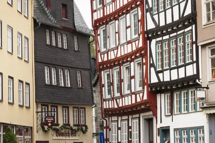 Framed Print : Germany, Hesse, Wetzlar, half-timbered town buildings Framed Print : Germany, Hesse, Wetzlar, half-timbered town buildings