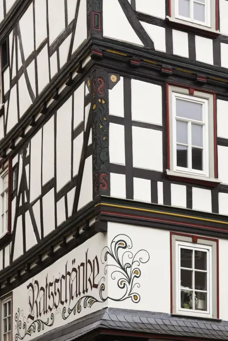 Framed Print : Germany, Hesse, Wetzlar, half-timbered town buildings