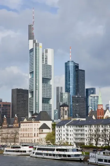 Framed Print : GERMANY, Hessen, Frankfurt am Main. City Skyline along the Main River in the morning Framed Print : GERMANY, Hessen, Frankfurt am Main. City Skyline along the Main River in the morning