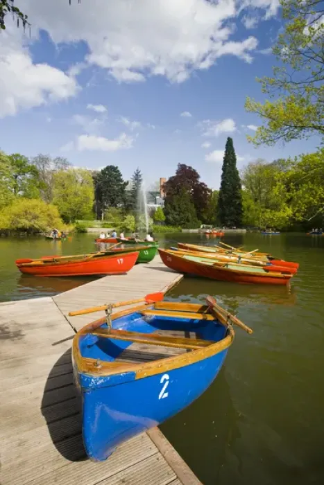Framed Print : GERMANY, Hessen, Frankfurt am Main. Palmengarten, Palm Garden, boats by rowing lake