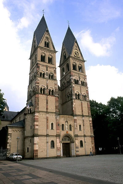 Germany Koblenz Old Town by Rhine River St Kastor Church