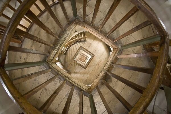 Germany, Lake Constance. View downward from top of staircase inside lighthouse on Lindau Island