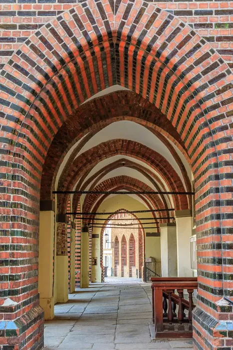 Framed Print : Germany, Mecklenburg-Vorpommern, Stralsund. Rathaus, city hall archways, UNESCO World Heritage Site