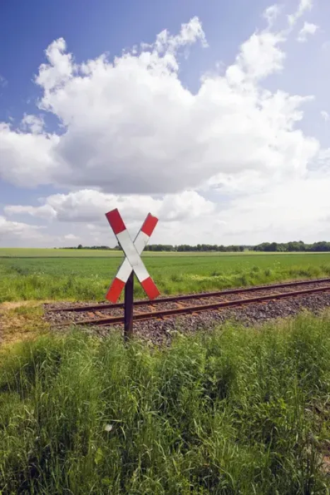 Framed Print : GERMANY, Niedersachsen, Bergen. Railroad crossing