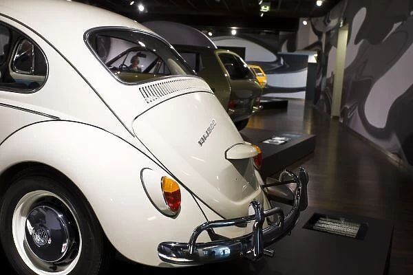 Germany, Niedersachsen, Wolfsburg. Autostadt, Volkswagen Beetle at Zeithaus auto museum