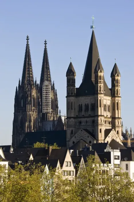 Framed Print : GERMANY, Nordrhein-Westfalen, Cologne. Gross-St. Martin Church and Cologne Cathedral Framed Print : GERMANY, Nordrhein-Westfalen, Cologne. Gross-St. Martin Church and Cologne Cathedral