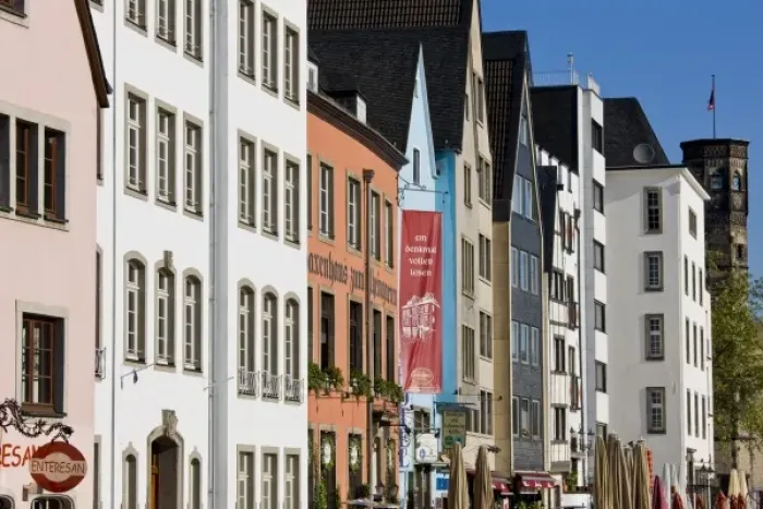 Framed Print : Germany, Nordrhein-Westfalen, Cologne. Old Town buildings along Fischmarkt