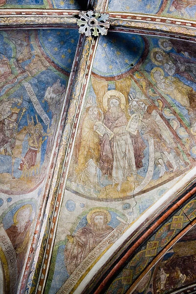 GERMANY, Nordrhein-Westfalen, Cologne. St. Maria Lyskirchen church frescoes, 13th century