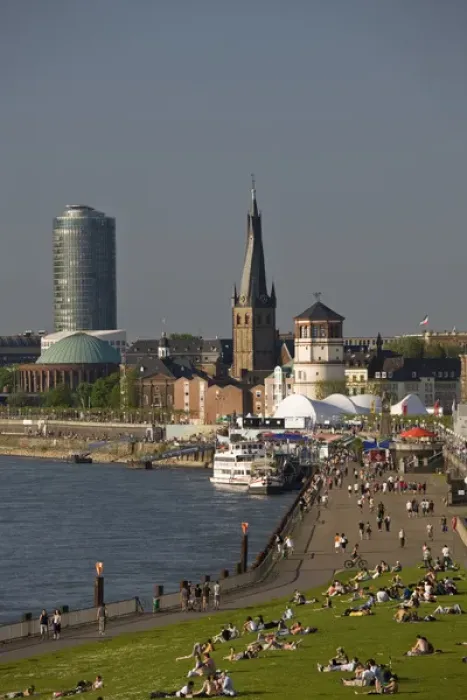 Framed Print : GERMANY, Nordrhein-Westfalen, Dusseldorf. Along Rheinufer Rhein River embankment