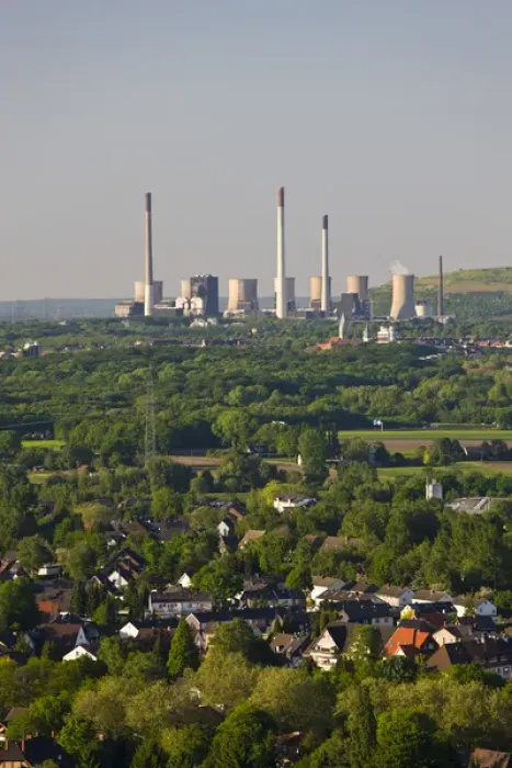 Framed Print : GERMANY, Nordrhein-Westfalen, Ruhr Basin, Bottrup. Tetraeder view of town