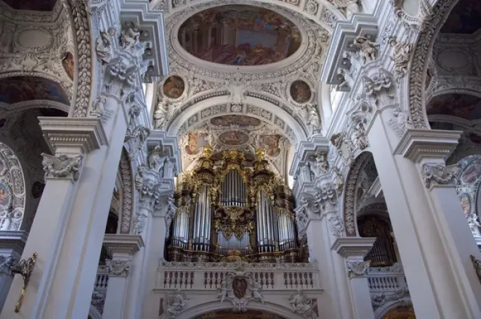 Framed Print : Germany, Passau. St. Stevens Cathedral, baroque interior. Worlds largest Framed Print : Germany, Passau. St. Stevens Cathedral, baroque interior. Worlds largest