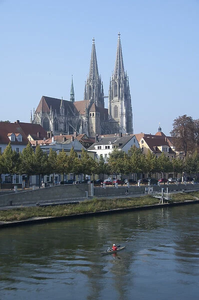 Germany, Regensburg. Historic St. Peters Cathedral along the Danube River