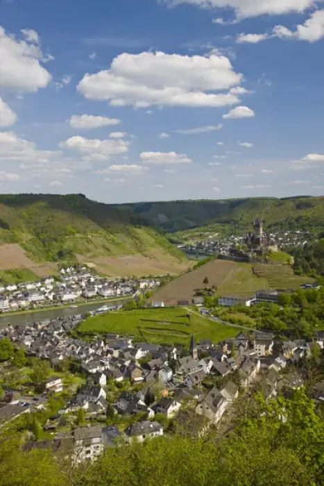 Framed Print : GERMANY, Rheinland-Pfaltz, Mosel River Valley, Cochem. High vantage town view
