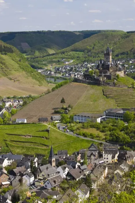 Framed Print : GERMANY, Rheinland-Pfaltz, Mosel River Valley, Cochem. High vantage town view Framed Print : GERMANY, Rheinland-Pfaltz, Mosel River Valley, Cochem. High vantage town view