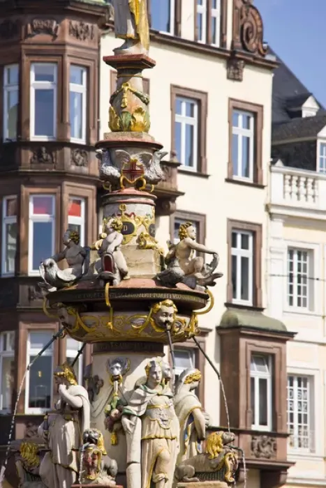 Framed Print : GERMANY, Rheinland-Pfaltz, Mosel River Valley, Trier. Hauptmarkt main square, Fountain of St Framed Print : GERMANY, Rheinland-Pfaltz, Mosel River Valley, Trier. Hauptmarkt main square, Fountain of St