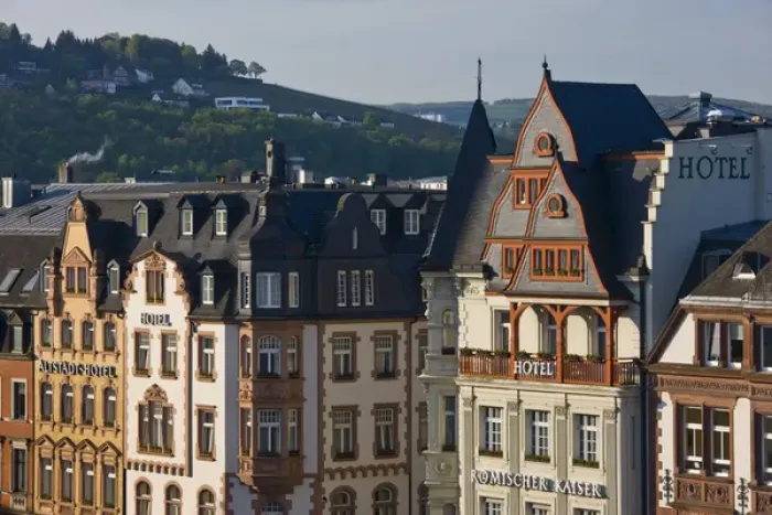 Framed Print : GERMANY, Rheinland-Pfaltz, Mosel River Valley, Trier. Town view, morning