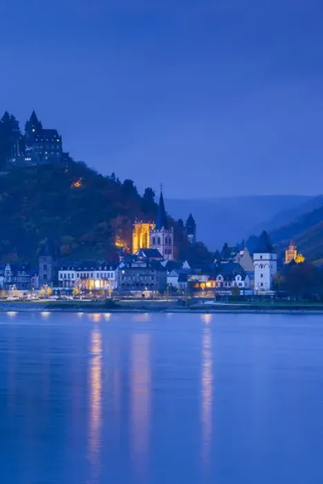 Framed Print : Germany, Rheinland-Pfalz, Bacharach, town view, dawn