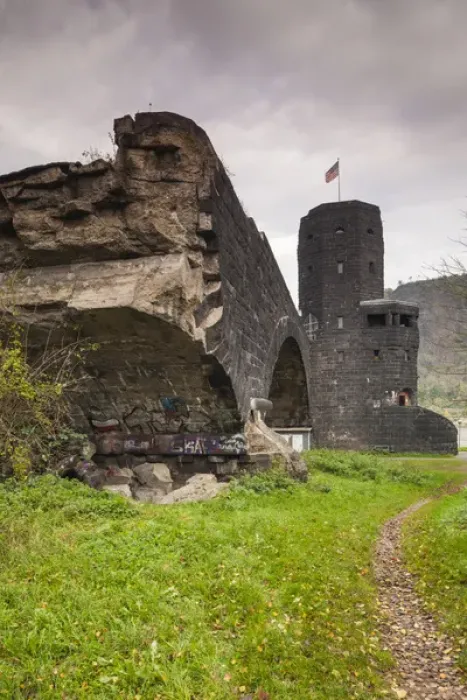 Framed Print : Germany, Rheinland-Pfalz, Remagen, ruins of the Bridge at Remagen, the last remaining Framed Print : Germany, Rheinland-Pfalz, Remagen, ruins of the Bridge at Remagen, the last remaining