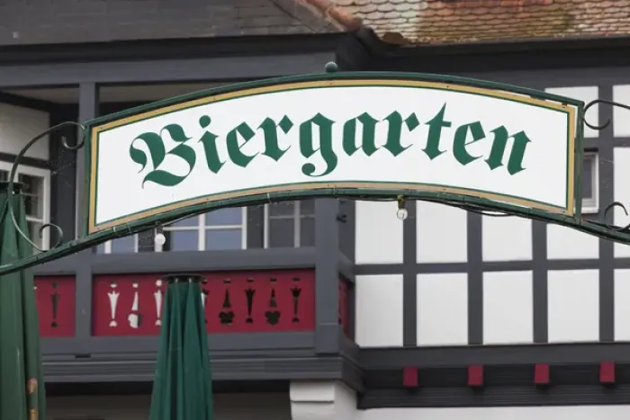 Framed Print : Germany, Rheinland-Pfalz, Speyer, Biergarten sign Framed Print : Germany, Rheinland-Pfalz, Speyer, Biergarten sign