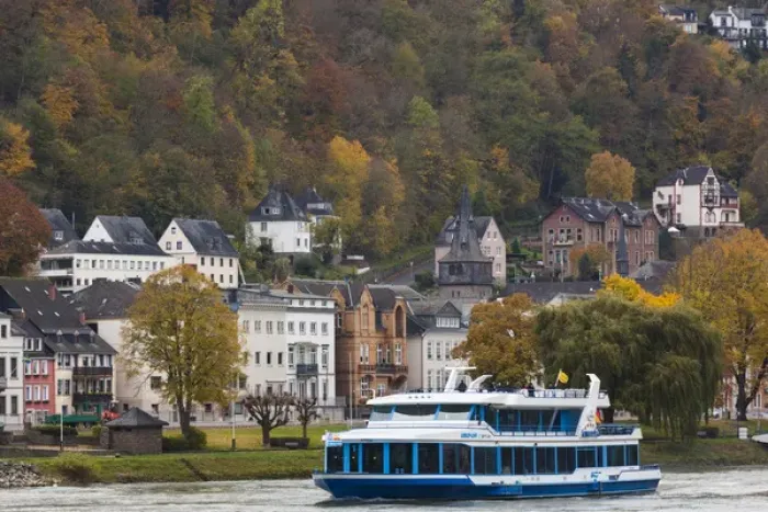 Framed Print : Germany, Rheinland-Pfalz, St. Goar, Rhein River tour boat Framed Print : Germany, Rheinland-Pfalz, St. Goar, Rhein River tour boat